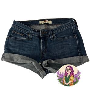 Levi's 501 Cuffed Denim Shorts Womens Size 4 Dark Wash Indigo Classic Heritage